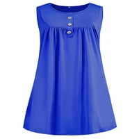 Avamo Casual Tunic Haljina za ženske gumbe gore Henley majice Haljina od punog boja Karilačke haljine Royal plave l