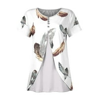 Ostanite šik u bilo kojoj klimi Himeway Trendy ženske majice za žene kratki rukav vrhovi Dressy Summer Ležerne prilike ispisane V-izrezom nepravilne bluze za neregulaciju