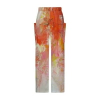 Amlbb Žene Ležerne prilivne hlače udobne elastične srednje struke široke labave hlače cvjetne ispise Boho pantalone s džepovima na klirensu