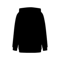 Knosfena ženska dukserica lagana kapuljača sa kapuljačom kapuljačom, pulover dugih rukava plus veličine za žene džepna ženska odjeća trendy crni xxl