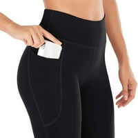 Aaiaymet joga hlače Ženske joge hlače Visoko struk usjev vježbanje trkačkim gamašima sa bočnim džepom gumenim temmu, crni m