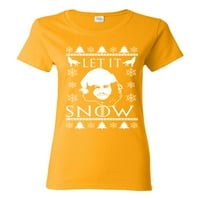 Neka sneg snijeg snijeg dobio ružni božićni džemper ženska grafička majica, zlato, x-vel