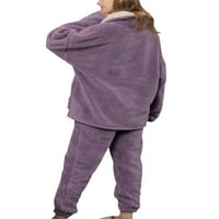 Aunavey Womens Fuzzy Flannel pidžama postavio je dukseve s dugim rukavima Padžama hlače odijelo za spavanje