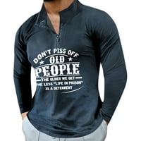 Leey-World Muns majica Muški novi i modni 3D tiskani pulover s dugim rukavima Ležerne prilike za muške majice Prozračna majica sa zatvaračem majica V