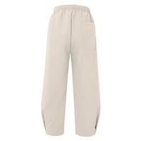 Jerdar Muškarci Ljetne hlače Ležerne prilike elastične pune boje labave lagane ležerne pantalone Beige