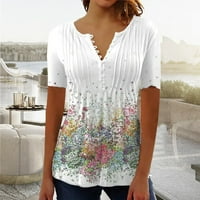 Ljetne ženske ženske majice za majice za ugodan trendi prikladan vidi kroz mrežnu majicu kratkih rukava V vrat ugrađena tunika odjeća