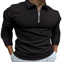 Leuncero Men Classic Fit Golf T majica Atletski majica s dugim rukavima Casual Button Tee Black 2xl
