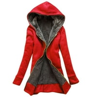Vrhovi za žene labave casual tople odjeće modni kaput za uklanjanje boja Crveni S-6XL