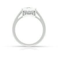 3. CT Bezel set Princess Cut Moissine Solitaire Angažman prsten za žene, Jednokratni zaručni prsten,