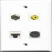 Riteav port RCA žuta i port coa kablovska TV - F-tipa i port toslink i port cat5e Ethernet bijeli zidni