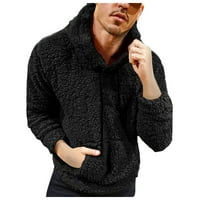 Smihono MENS PLUS Podizanje kapuljača FAU Plišani duks modni trendi pokloni opuštena bluza s dugim rukavima Classic Vintage Solid pulover Tinel Crna 4
