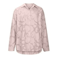 Cvjetni bluze za žene Fall Mesh šuplje dugi rukav gumb Cardigan Top Pink S