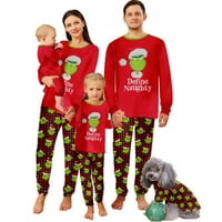 Porodica Grinch Porodica Božić Pijamas Set Xmas Grinch tiskani salon za spavanje za spavanje praznika PJS set outfit set
