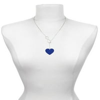 Delight nakit akril 1 Navy plavi srčani srebrni ton elegantna infinity lariat ogrlica