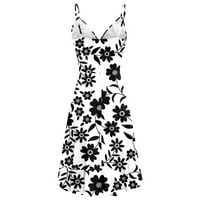 Haljine za žene Ženska A-line srednje duljine cvjetne bez rukava V-izrez Podesiva vruća prodaja A-line haljine crna 3xl