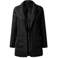 Ženska kaput jakna plus veličina Čvrsti kaput dugih rukava Kardni kardigani dugim jaknom crnim