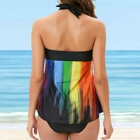 Forestyashe Women Plus Veličina Ispis Strappy Back Tankini Set dva kupaća komisija Swimress