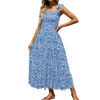 Pedort Womens Haljines Ljeto Žensko izrezanje midi haljina izrezana bezbedna linija Flowy Line Maxi haljina plava, s