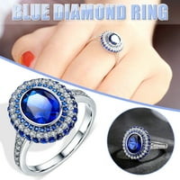 Keusn Elegant Diamond plavi sunce cvijet cirkon probijen prsten za ljutnju