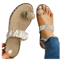 CLlios Sandale za žene Dressy ljetni prsten cvjetni stanovi slajdova sandale ljetne plažne putne papuče