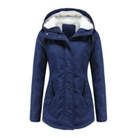 Ženski zadebljani kaput plus veličine Solid Boja topla Trendi zimska obložena kapuljača Solidna boja snježna kaputa jakna sa bočnim džepovima