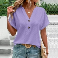 Lenago Ženske vrhove klirence ispod $ ljetnih bluza za žene plus veličine modni casual puni gumb V rect