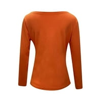 tklpehg ženska dukserica jesen odjeća udobna puna boja bluza s dugim rukavima okrugla vrat tanki duksevi ženske vrhove narančaste xl