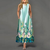 Ljetne haljine za žene Ženske haljine A-line bez rukava Boho haljine cvjetne haljine plaža haljina na plaži haljina pokloni na klirensu Mint Green 2xl