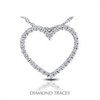 Dijamantni tragovi 1. Carat Ukupno prirodni dijamanti 18k bijelo zlato Podešavanje modnog privjeska u obliku srca