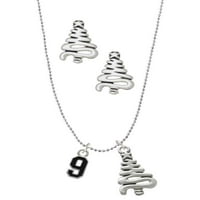 Delight nakit silvertone crni broj - srebrni ton cik-cak za božićno stablo šarm ogrlica i naušnice