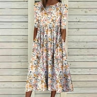 Crewneck haljine za žene Ležerne prilike cvjetne haljine Žene Ljetne polovice haljine Džebove Džebovi