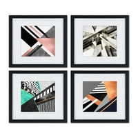 Apstraktna uzorka zidna umjetnost minimalistička slika s crnim okvirom i prostirkom 12 x12 platna ispisa slika modernu umjetničku djelu za uređenje doma