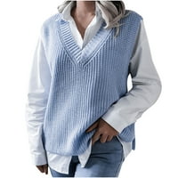V džemper sa džemper za žene pletene casual šuplje vrpci džemper