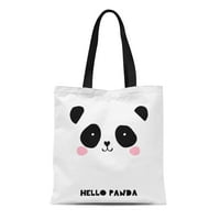 Platno Tote tote akvarel Baby Slatka panda medvjed crno-bijela ružičasta trajna za višekratna torba