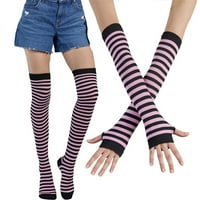 Modna prugasta pamučna dugačka cijev sedam dugih rukavica + kombinacija čarapa