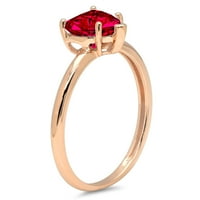 1ct srce rezan crveni simulirani rubin 18k ružičasto zlato Angažovanje prstena 9.25