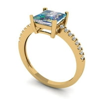 1. CT briljantna princeza Clear Simulirani dijamant 18k žuti zlatni pasijans sa accentima prsten sz 6.5