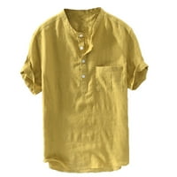 Žute košulje za muškarce Muški ljetni pamučni gumb kratki rukavi Modni veliki bluzu