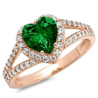 1.49ct srce zelene simulirano smaragdno 14K ruže zlato godišnjica Angagement Halo prsten veličine 9