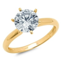 CT sjajan okrugli rez simulirani Blue Diamond 14k žuti zlatni pasijans prsten sz 3.5