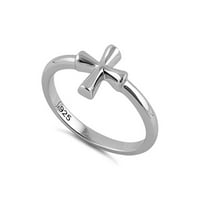Sterling Silver Platinum pozlaćeni mali križni ženski prsten
