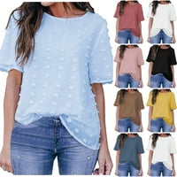 Ljetni vrhovi za žene šifonske radne bluze za ženske majice kratkih rukava izlasku na vrh Elegantna trendi Ležerna ljetna odjeća sa dizajnom