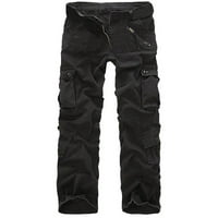Hinvhai Plus veličine Hlače čišćenje muški pamučni multi-džep na otvorenom Radni pantalone Cargo duge hlače crna 10