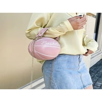 Nizine žene prekrižene torbe okrugle ramena košarka u obliku odvojive ručne torbe sa zatvaračem na zatvaraču poklon mali nogometni stil Mini lanac ružičasti fudbal