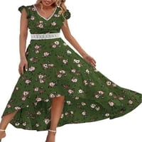 Sanviglor dame maxi haljine cvjetni print duga haljina V izrez za regrutu casual plaža zelena xl