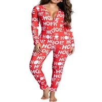 Niuer Bodycon pidžama za žene božićna kućna odjeća V vrat za spavanje za spavanje odraslih kombinezon