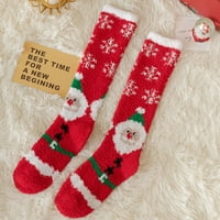 Hirigin Božićne žene visoke čarape Soft Fluffy Coral Fleece casual Tube Socks visoke čarape
