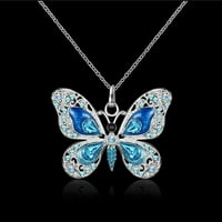 Xinqinghao lično vintage višebojna leptir ogrlica za žene nakit pokloni plavi