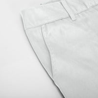 Tuphregyow žensko dugme Dressy Casual Carego hlače ured za uklanjanje ured novog stila Trendy Solid Mid Struk Slobodno vrijeme sa džepovima Pantalone Ravne noge Hlače White XL