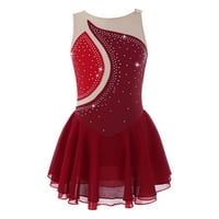 Dječje djevojke sjajne baletske haljine figura ledene haljine lirski plesnog odjeća 6- crvena 16